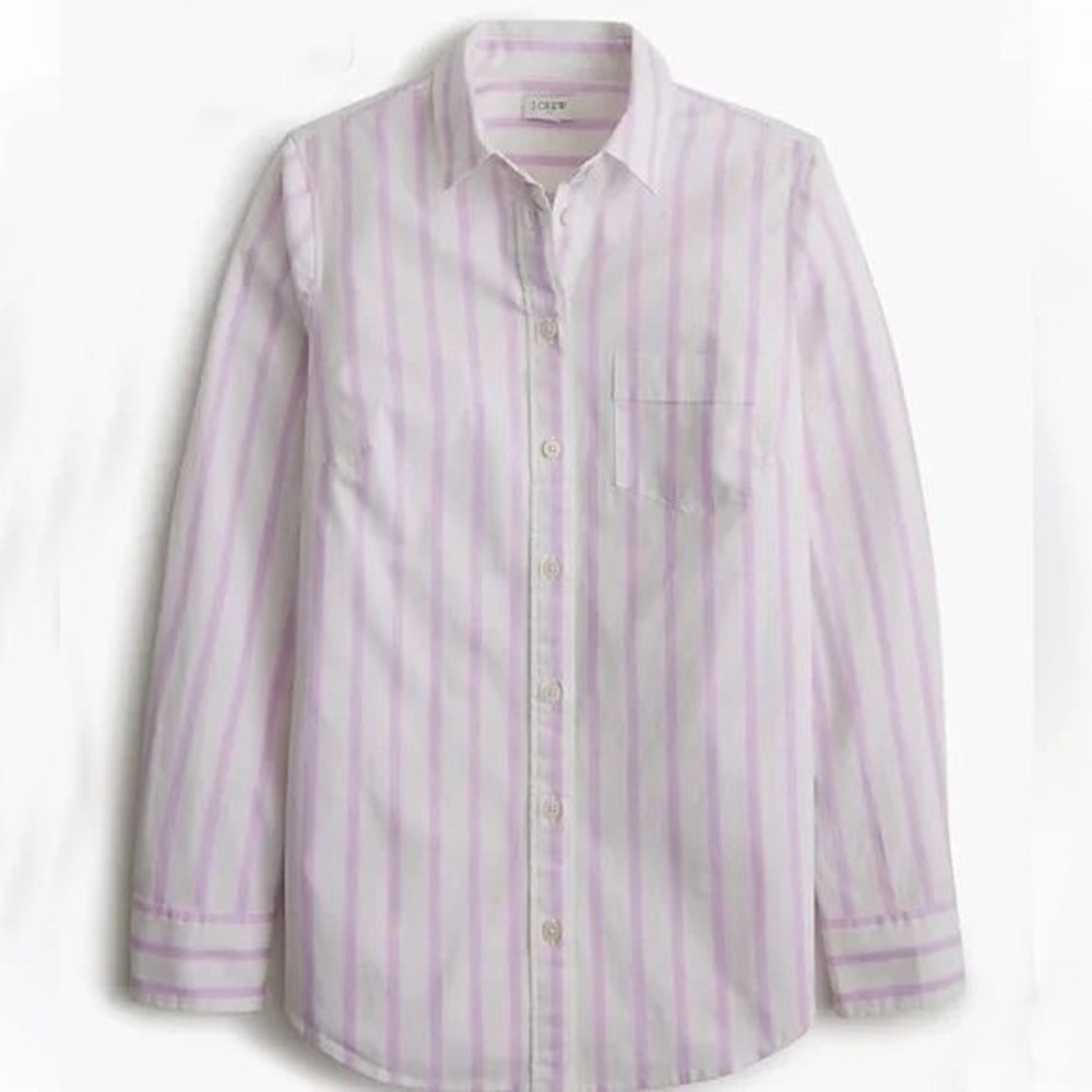 J.Crew Women's Lightweight Cotton Blend Signature Fit Striped Shirt - Lilac‎ - M